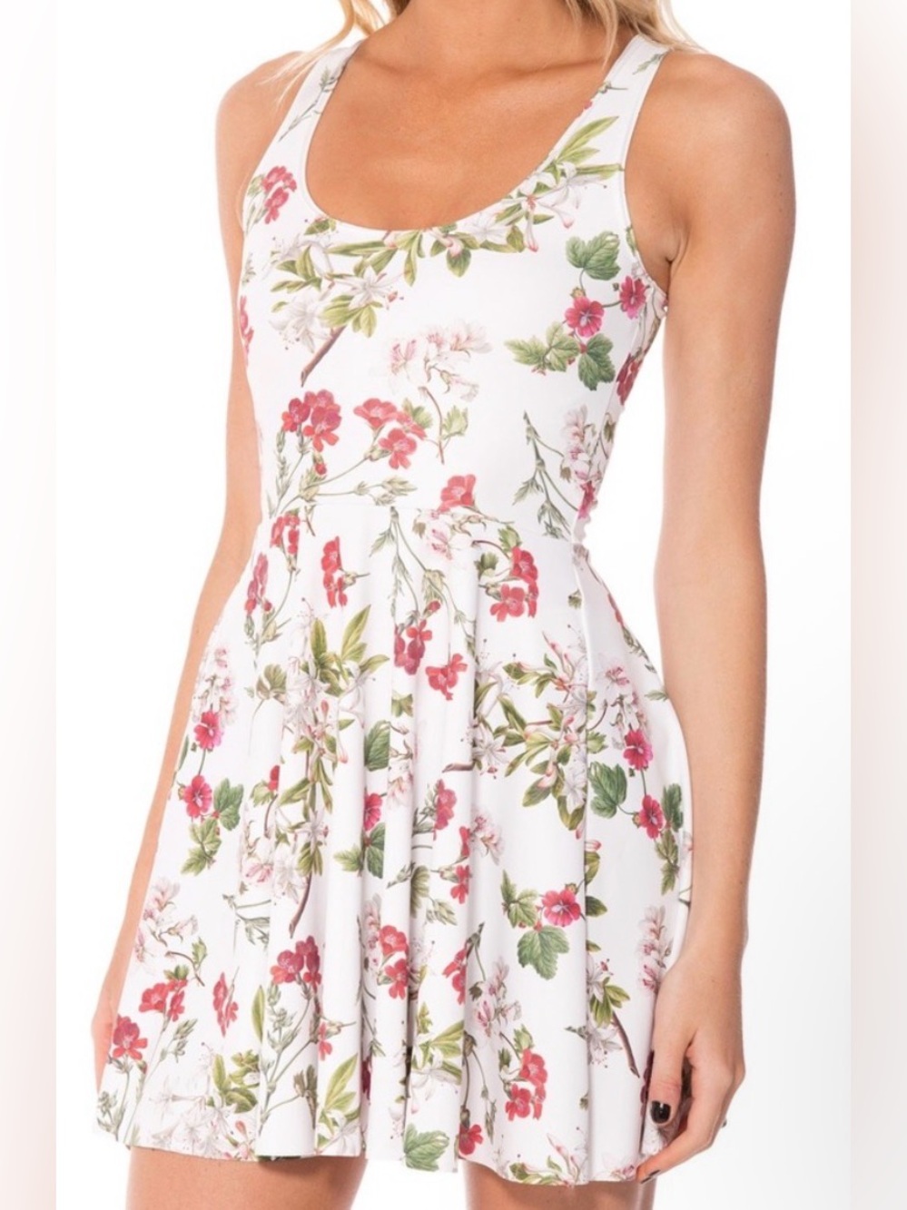 BlackMilk GORGEOUS GARDEN White Cocktail Skater Dress | Size Small
